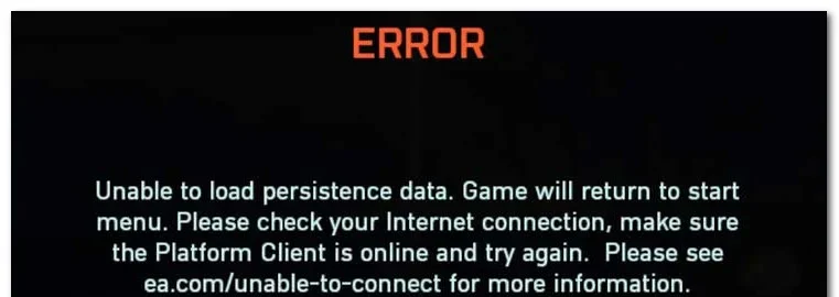 Battlefield 2042: Unable to load persistent data