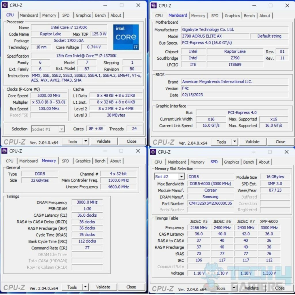 CORSAIR Vengeance RGB DDR5-6000 32GB CAS36 Kit — CPU-Z Screenshot