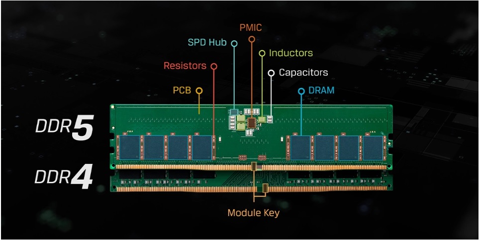 CORSAIR Vengeance RGB DDR5-6000 32GB CAS36 Kit — Module Key Location in DDR4 and DDR5 RAMs