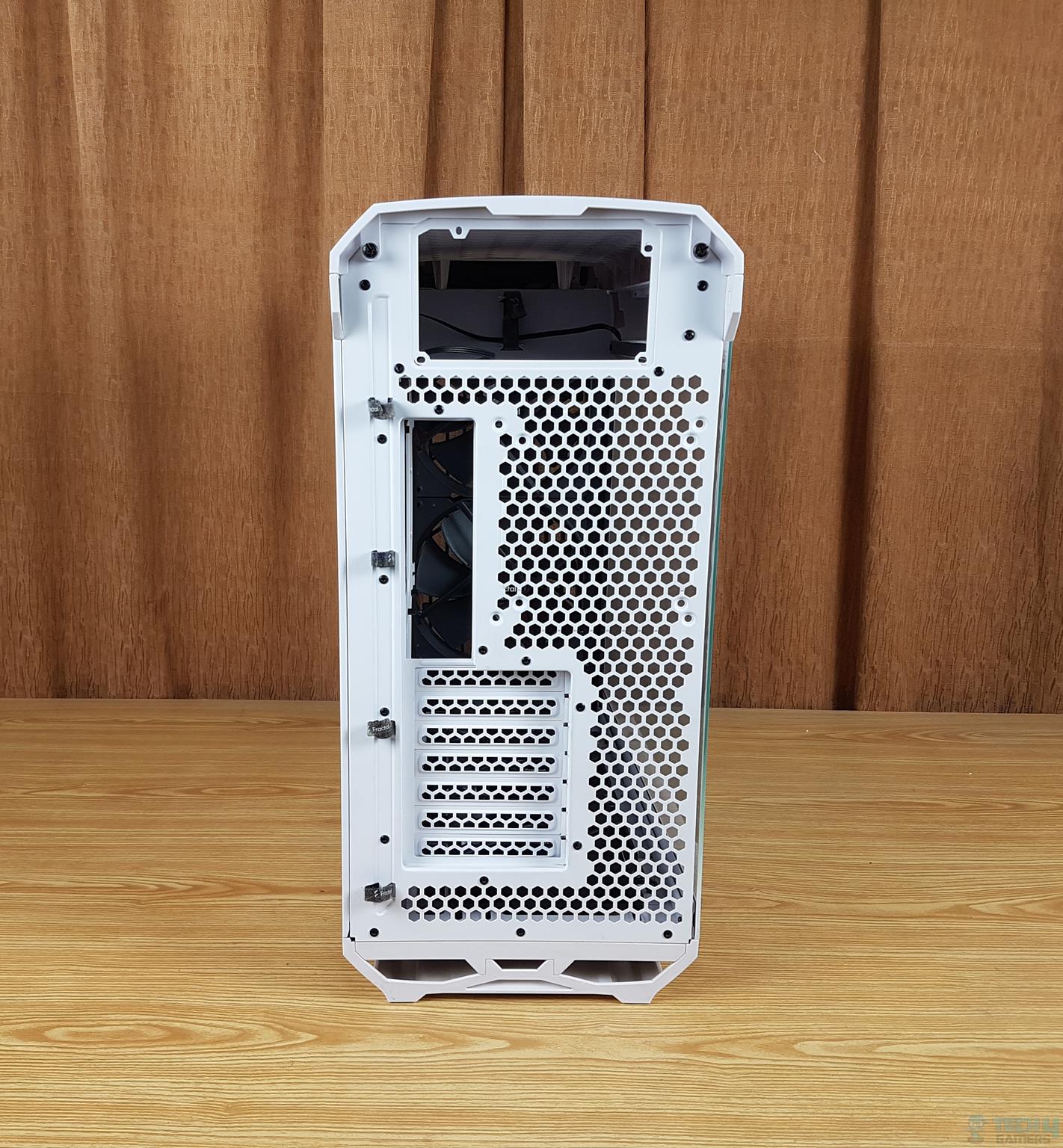 Fractal Design Torrent White TG Clear Tint PC Case — The rear view of this case
