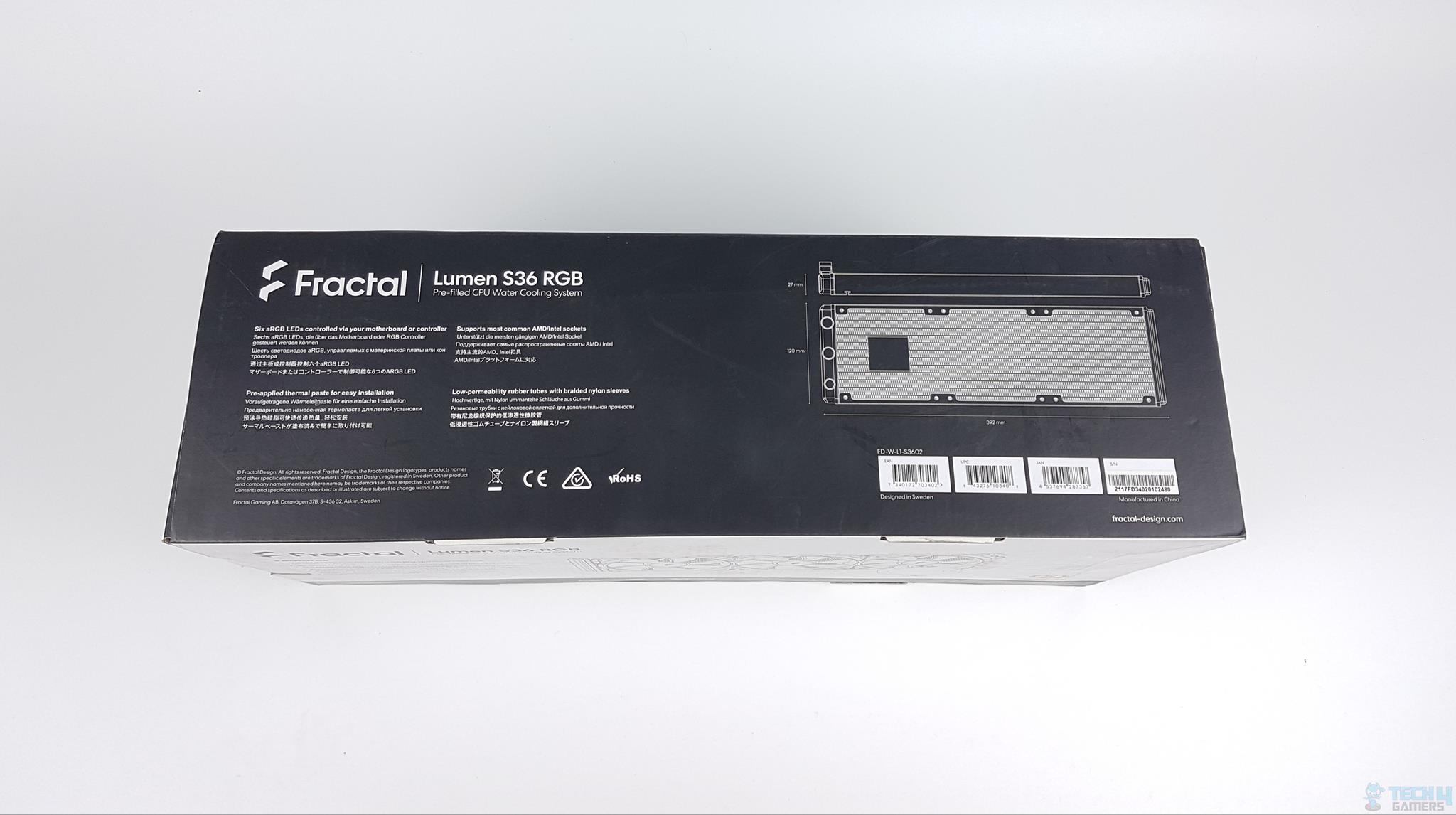 Fractal Design Lumen S36 RGB — The side of the box