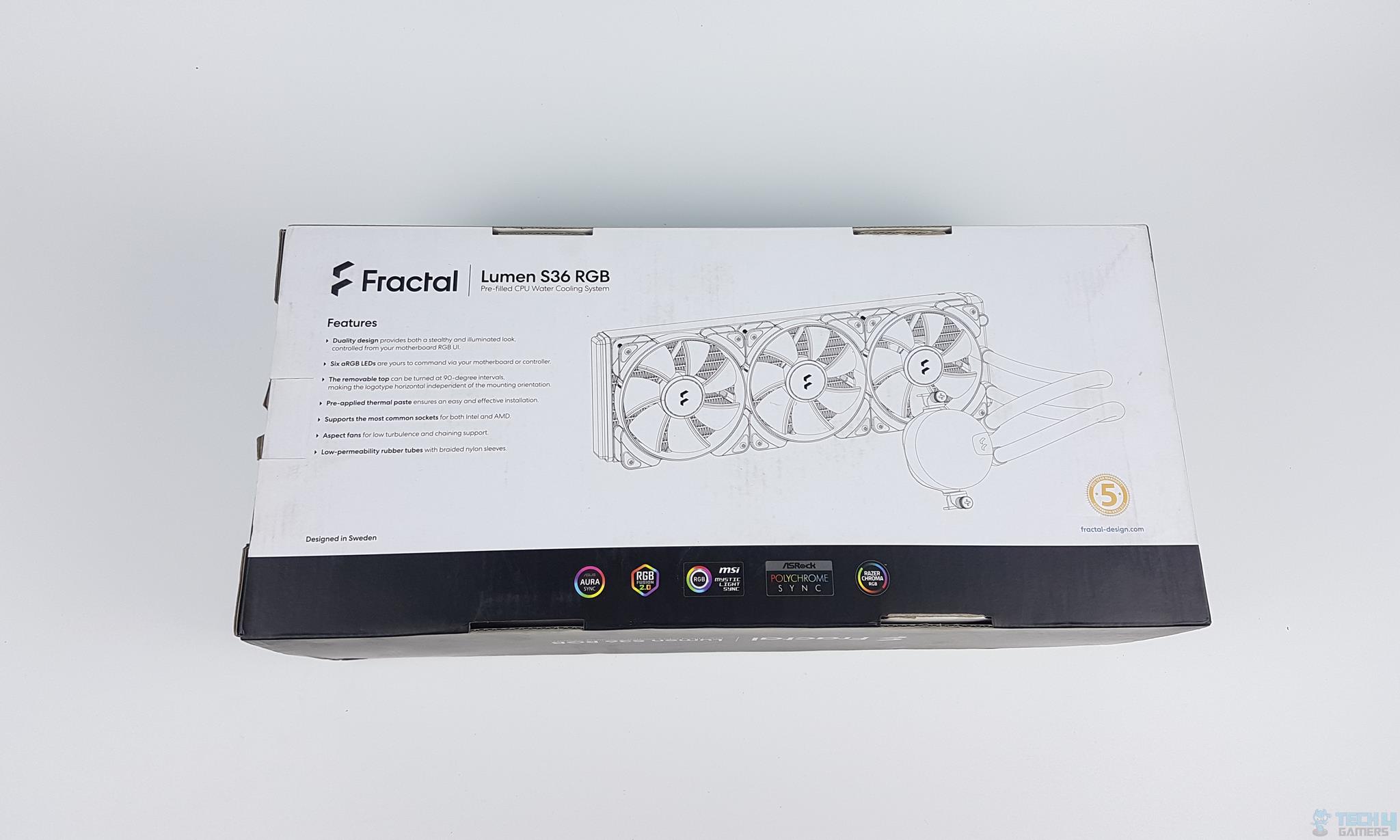 Fractal Design Lumen S36 RGB — The backside of the box