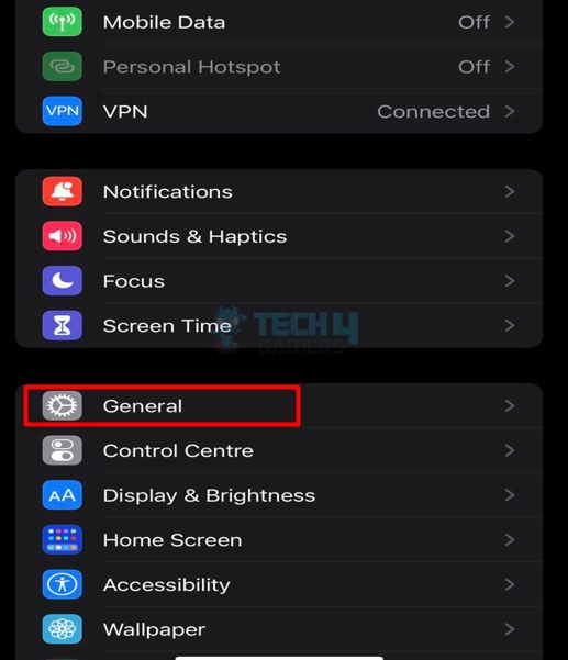 Go to Settings and Open General