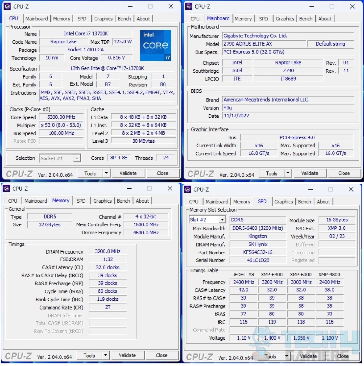 Kingston Fury Renegade 6400MT/s CL32 32GB DDR5 Kit — CPU-Z Screenshot