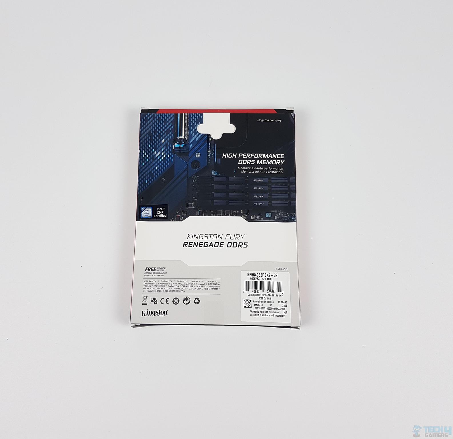 Kingston Fury Renegade 6400MT/s CL32 32GB DDR5 Kit — The backside of the box