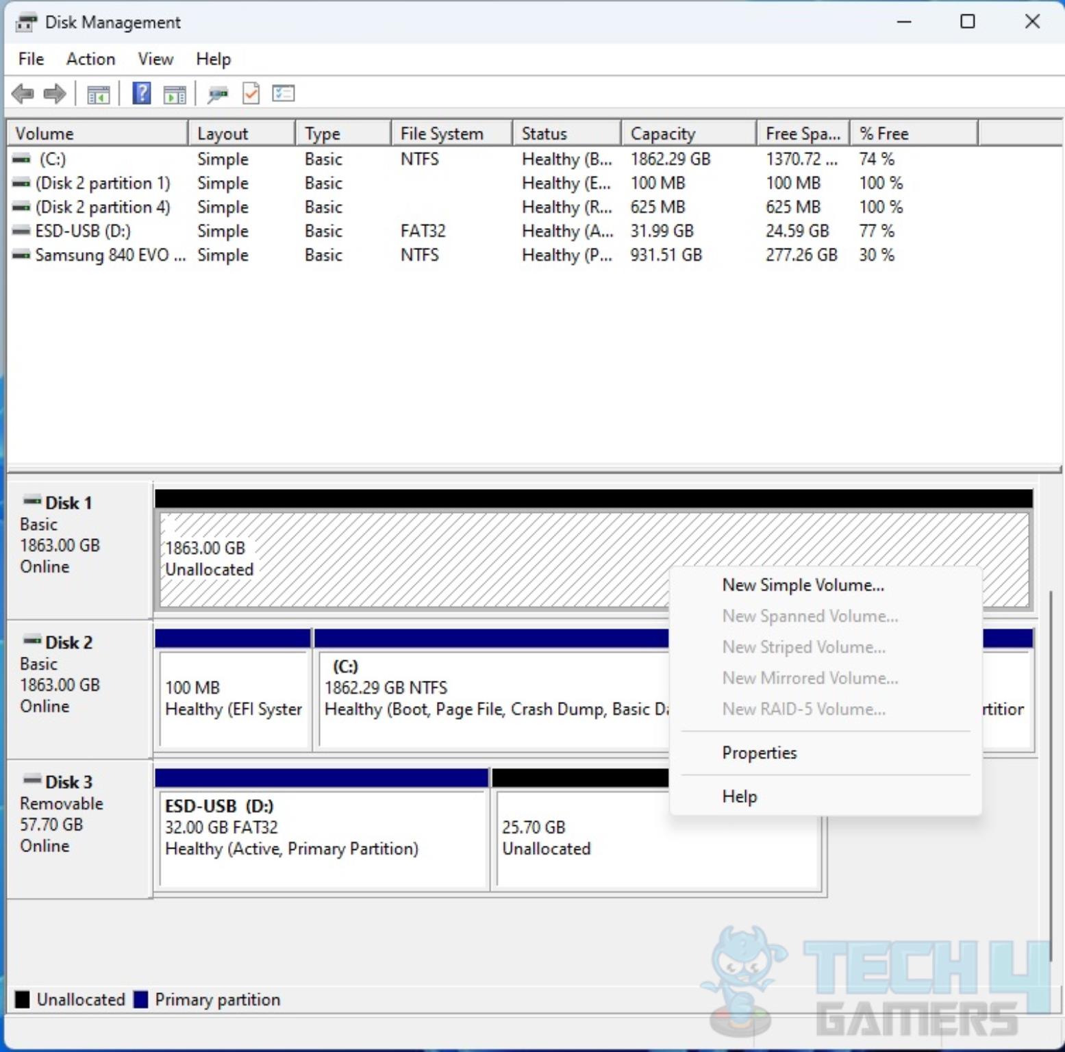 Kingston Fury Renegade 2TB NVMe SSD — Initializing the disk