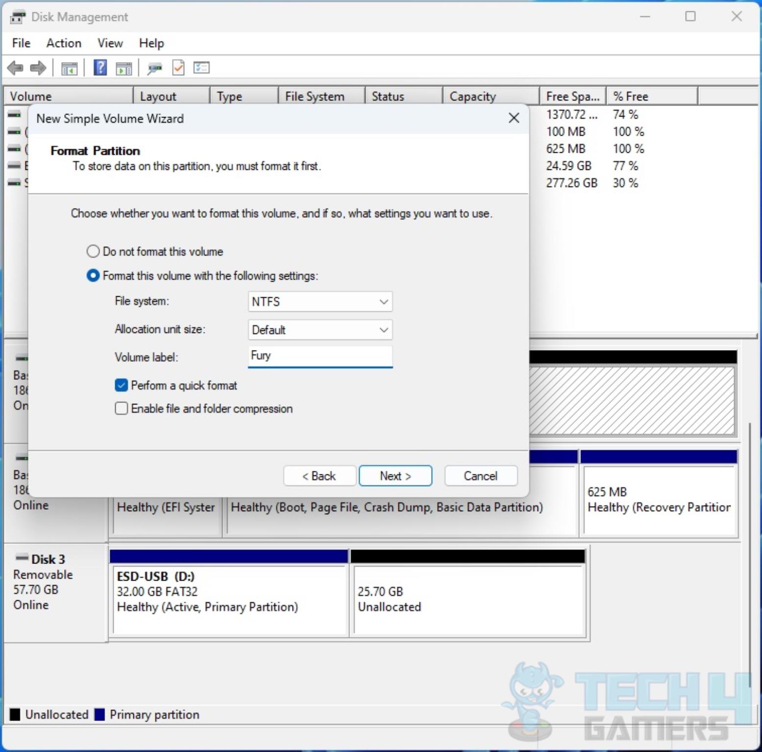 Kingston Fury Renegade 2TB NVMe SSD — Formatting the disk