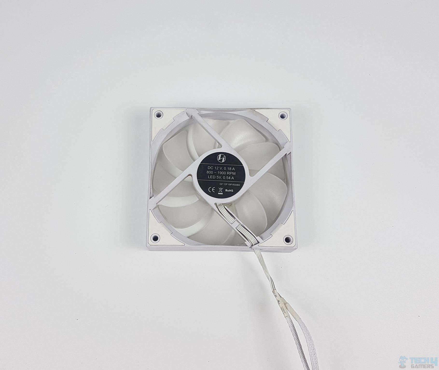 Lian Li GALAHAD 360 White Cooler — The backside of the fan
