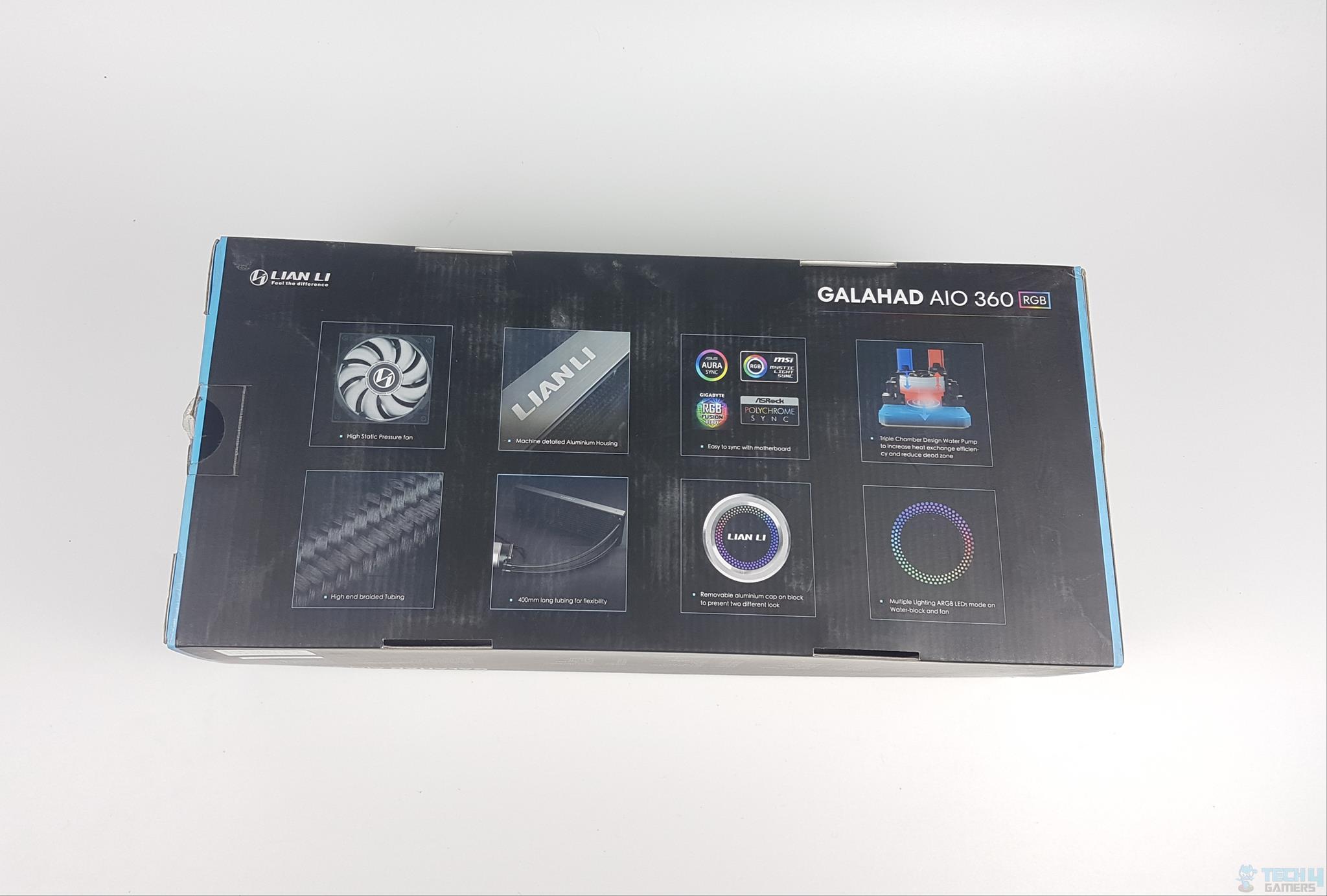 Lian Li GALAHAD 360 White Cooler — The backside of the box