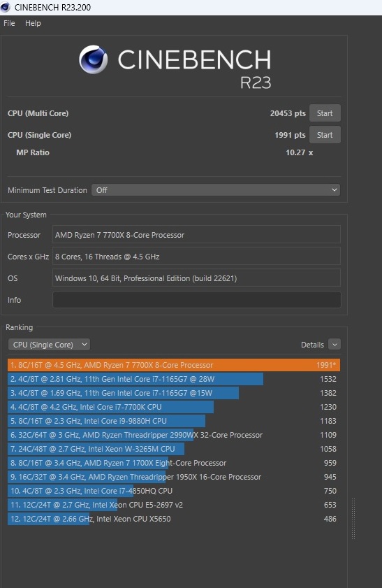 CINEBENCH R23 Score