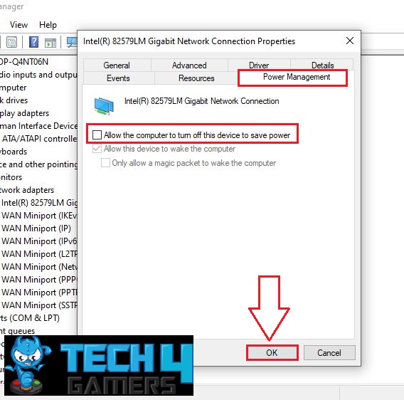 Changing power settings to fix Intel WiFi 6 AX201 not working error