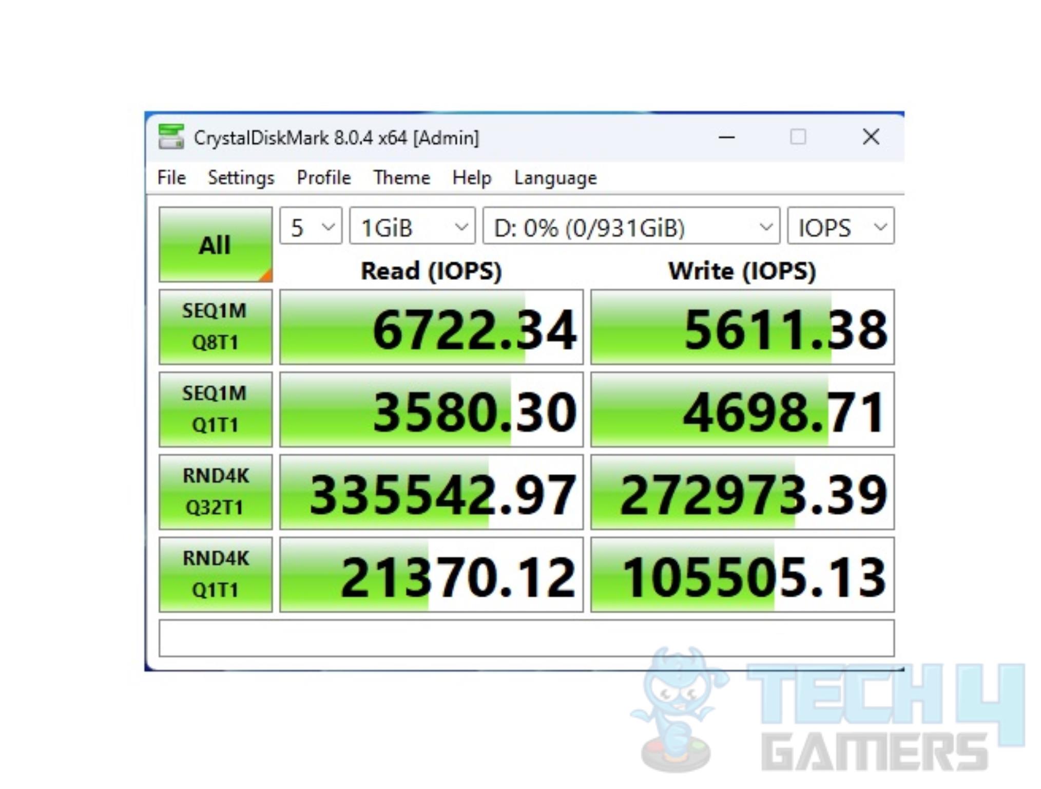 Sabrent Rocket 4 Plus 1TB NVMe — CrystalDiskMark (random speeds)