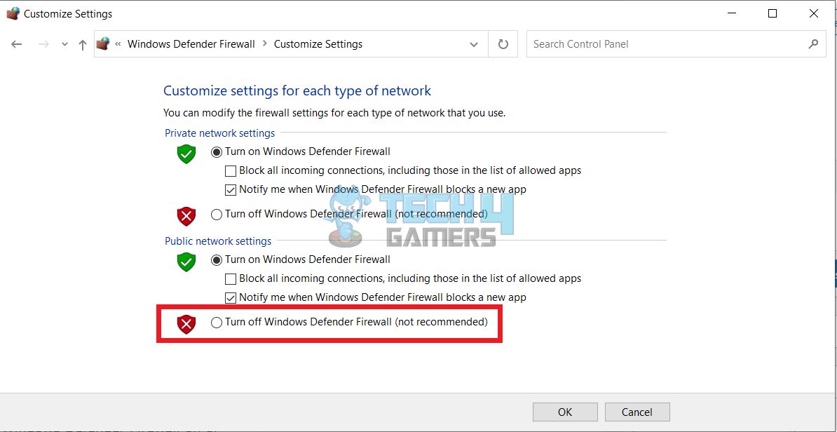 How to disable Firewall