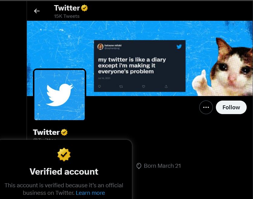 Twitter Gold Verification Badge