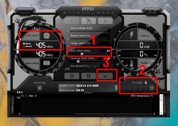 Undervolting GPU using MSI Afterburner