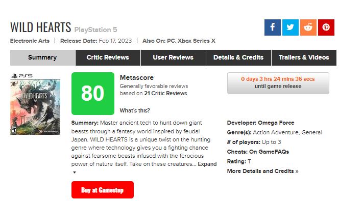 Wild Hearts Metacritic