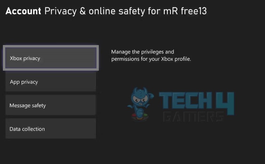 Open Xbox Privacy from Settings.