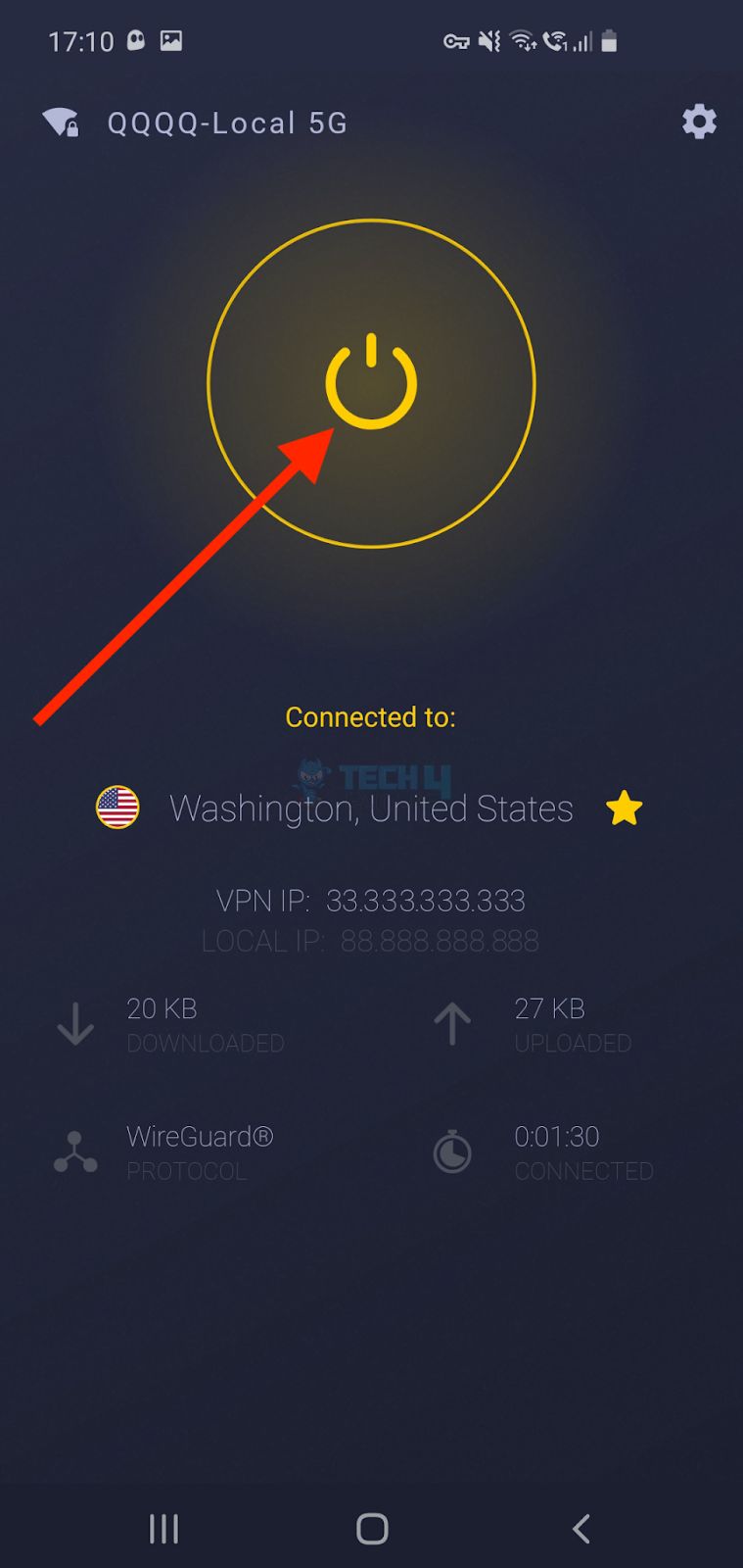 Toggle Button to Disconnect the VPN