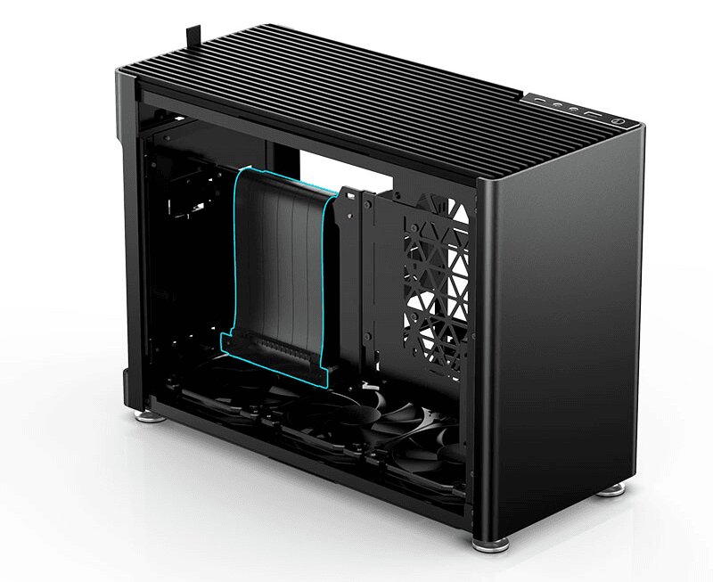 SFF PC With Riser Cable Leading To Behind The Motherboard
