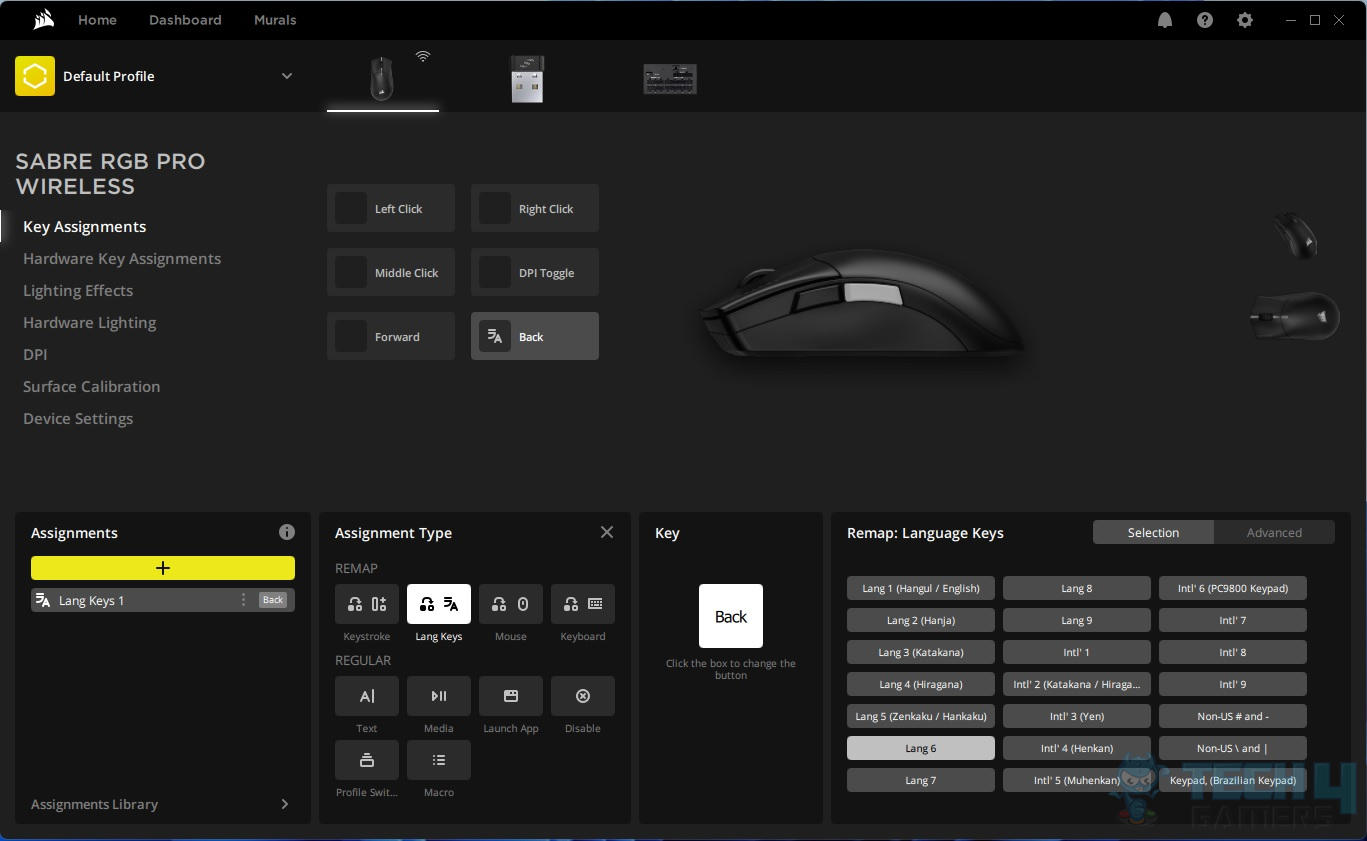CORSAIR Sabre RGB Pro Wireless Gaming Mouse — iCUE Key Assignments
