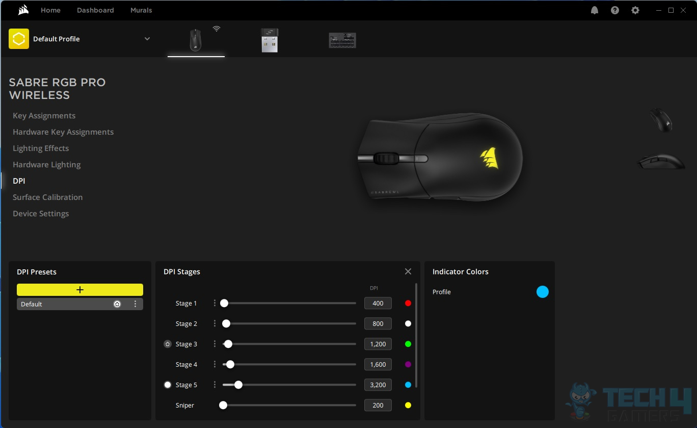 CORSAIR Sabre RGB Pro Wireless Gaming Mouse — iCUE DPI