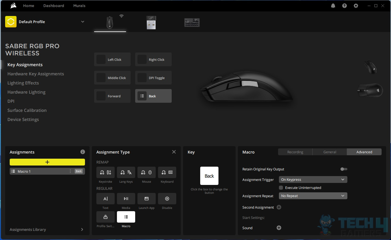 CORSAIR Sabre RGB Pro Wireless Gaming Mouse — iCUE Key Assignments