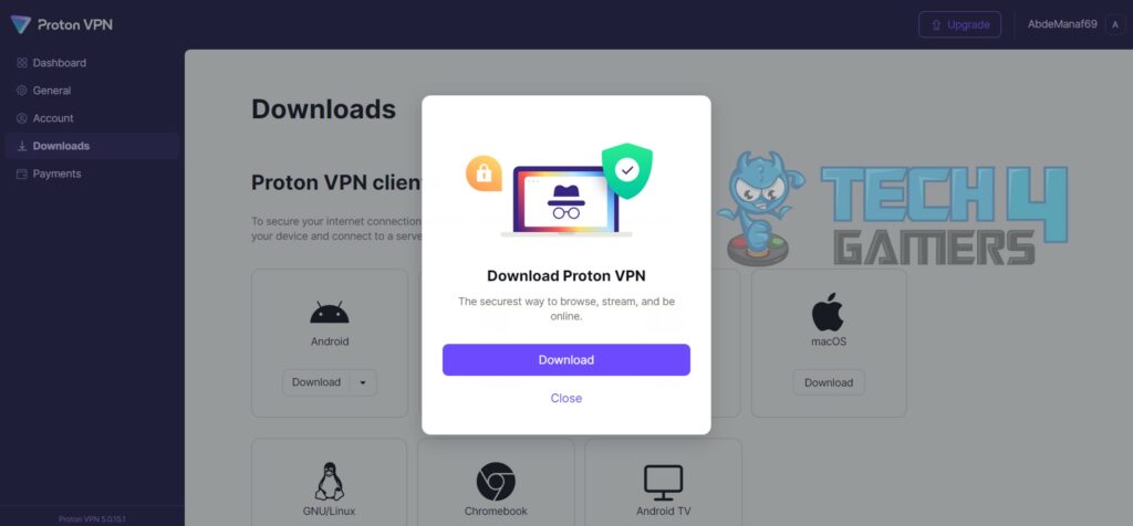 VPN set up downloading screen