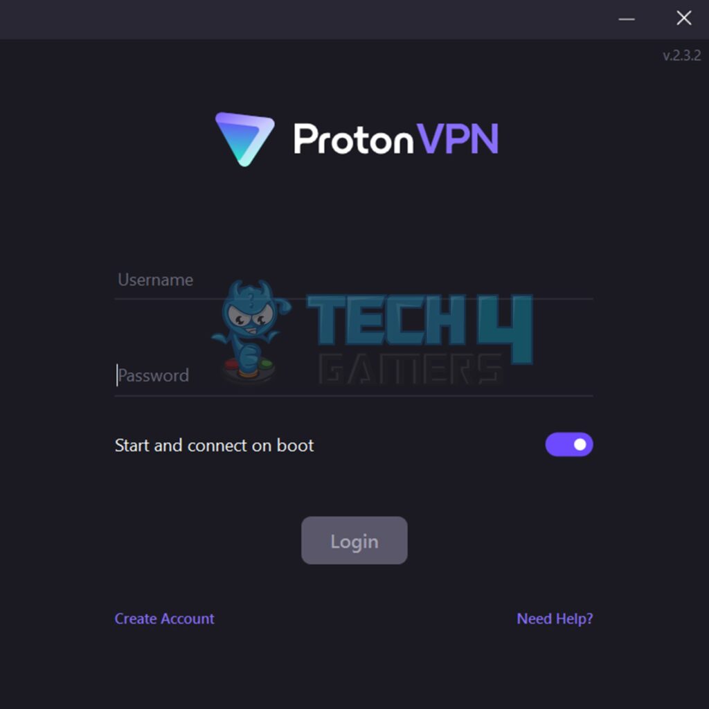 Proton VPN Login pop-up