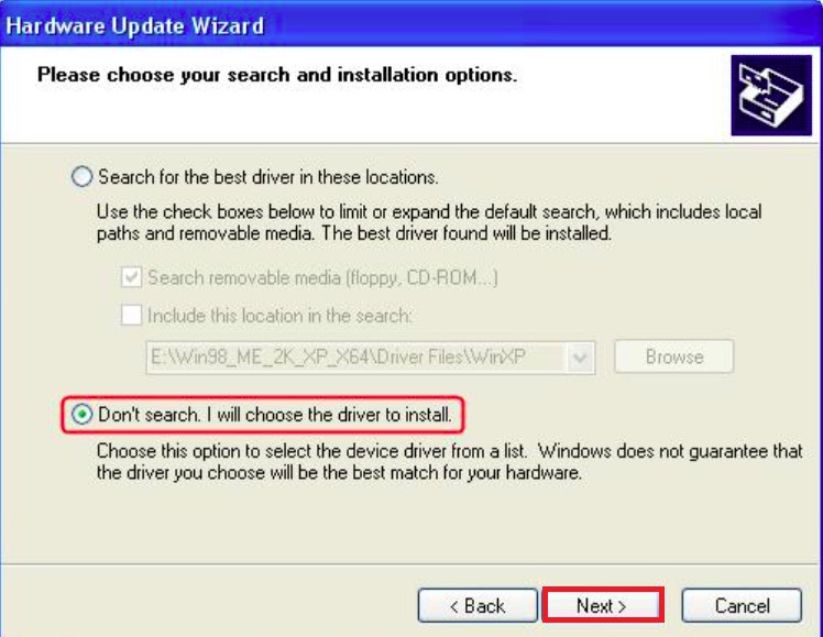 How to update drivers in windows XP