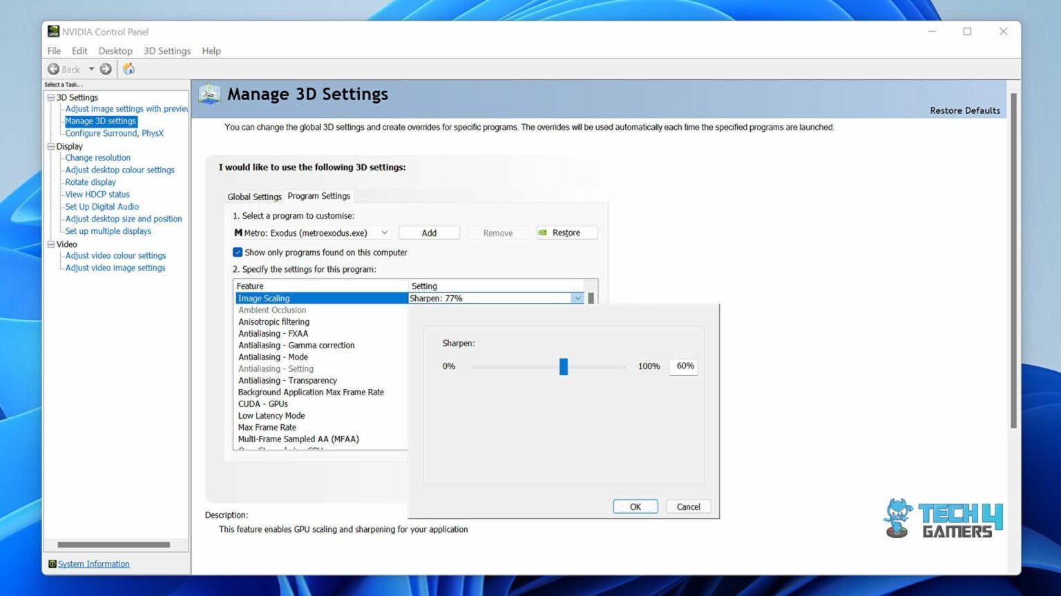 nvidia control panel perform scaling on gpu or display