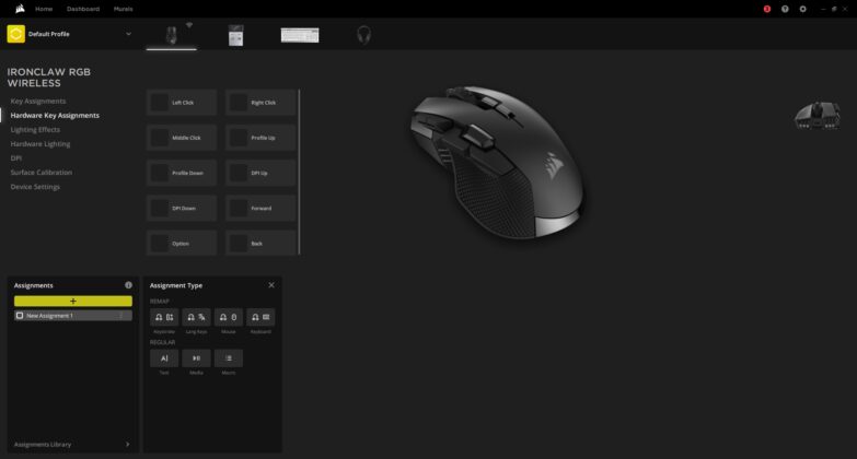 Corsair Ironclaw RGB Wireless - Hardware Key Assignments