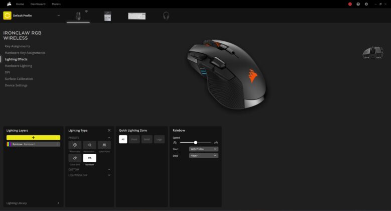 Corsair Ironclaw RGB Wireless - Lighting Effects