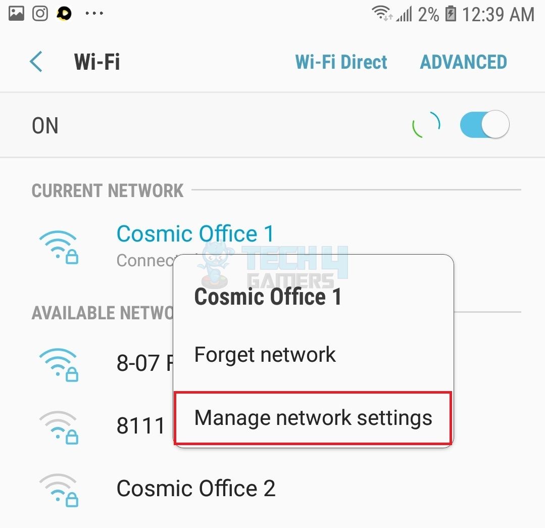 Manage Network Setting