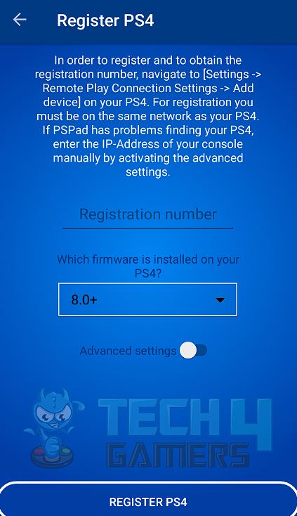 Register PS4
