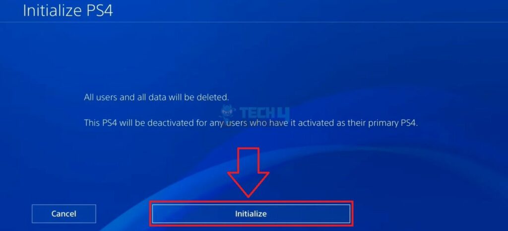 Confirm Initializing your PS4