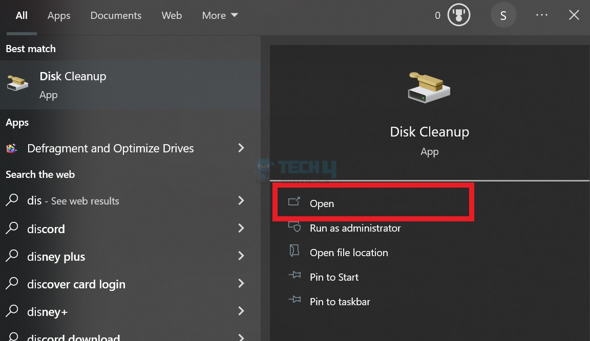 How to open disk cleanup