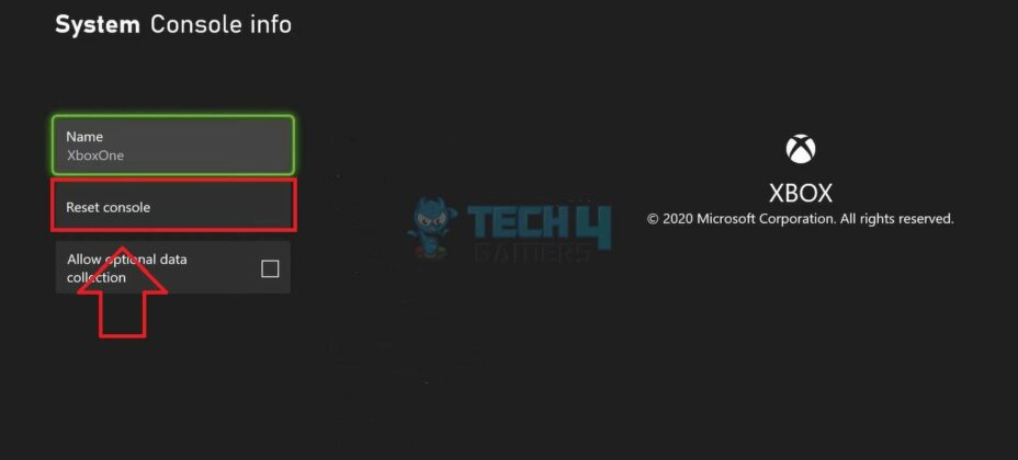 Reset Console – Image Credits (Tech4Gamers)