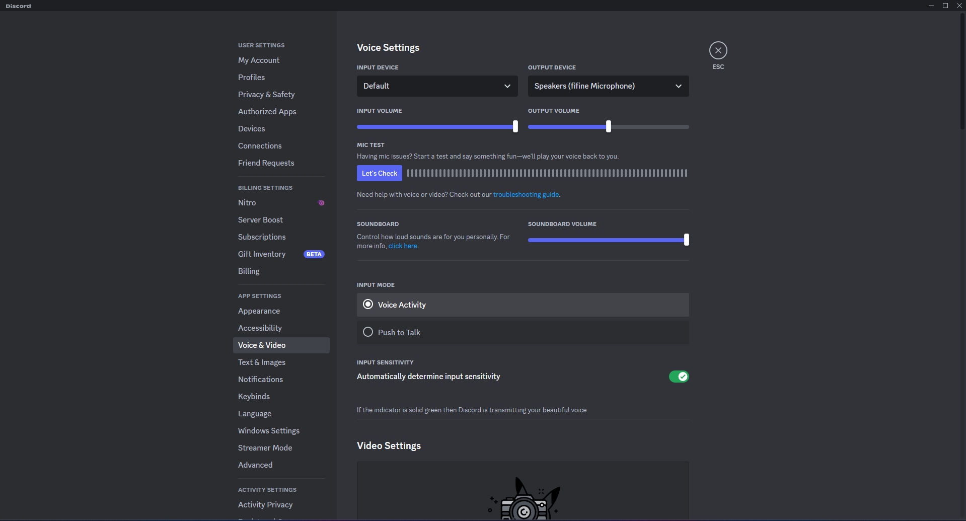 Fifine AM8 Microphone - Discord Voice Settings