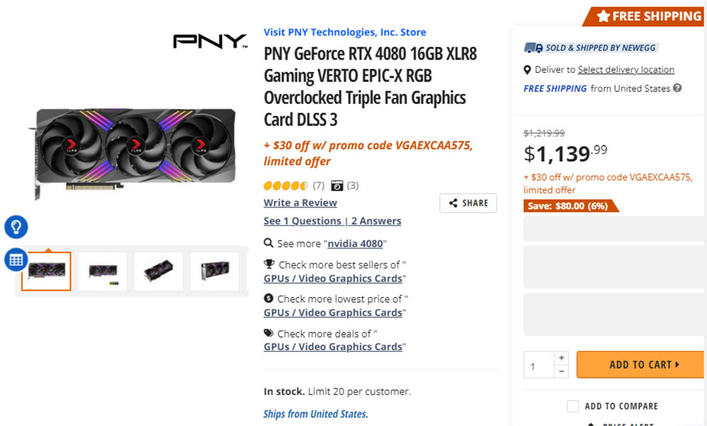 PNY XLR8 RTX 4080 Newegg