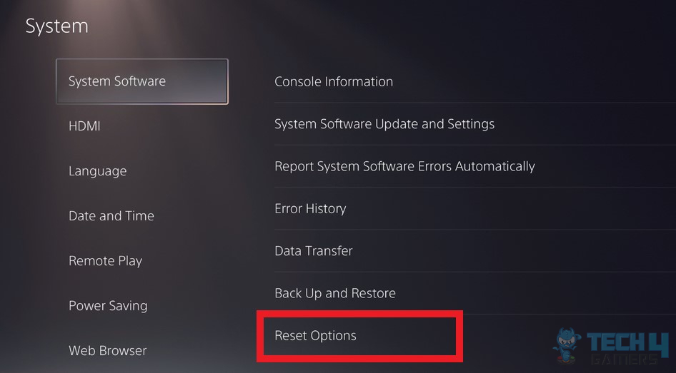 resetting PS5