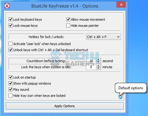 KeyFreeze Customize Settings