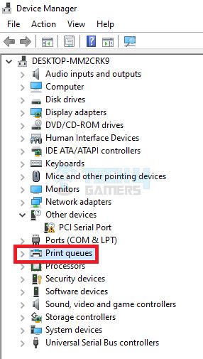 Device Manager Print Queues