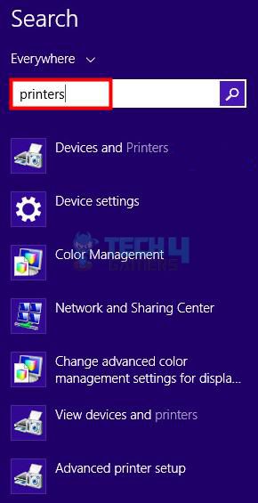 Devices and Printer Win8