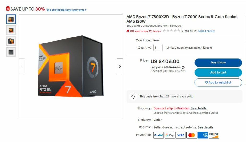 Ryzen 7 7800X3D CPU Price Newegg