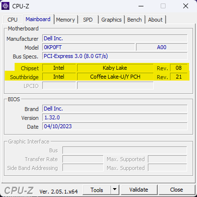 Getting chipset information using CPU-Z