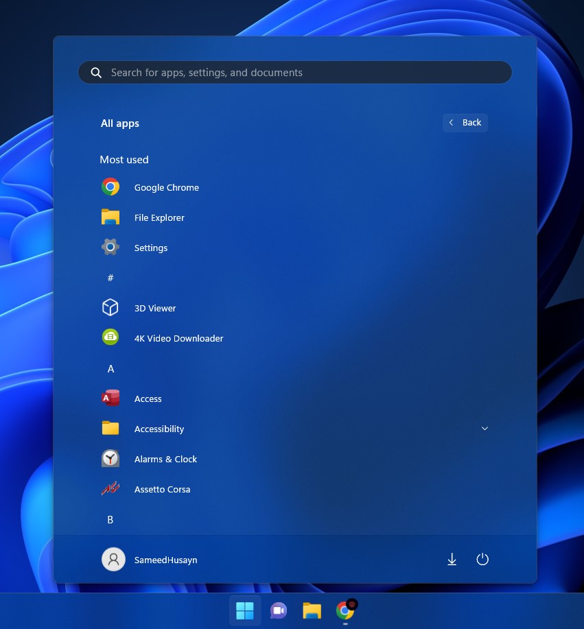 Windows 11 Start Menu All Apps