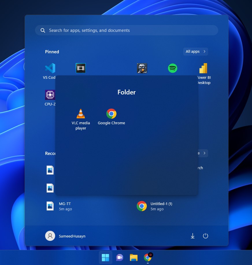 Windows 11 Start Menu Pinned Apps Folder