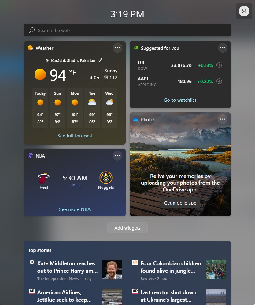 Windows 11 Widgets