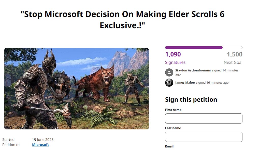 Elder Scrolls 6 PlayStation release petition