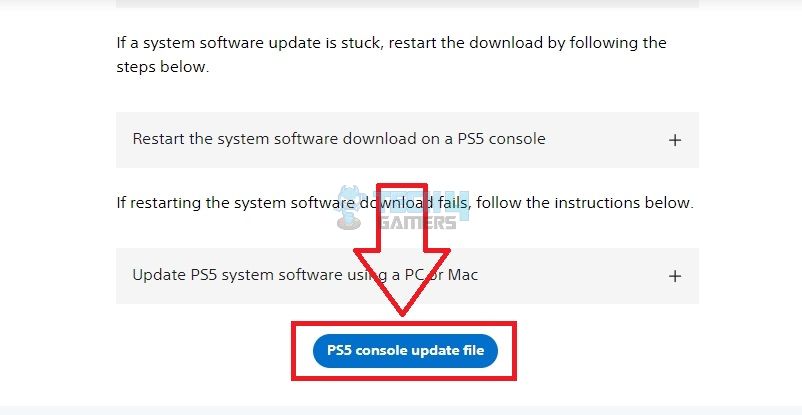 Download PS5 Update from website
